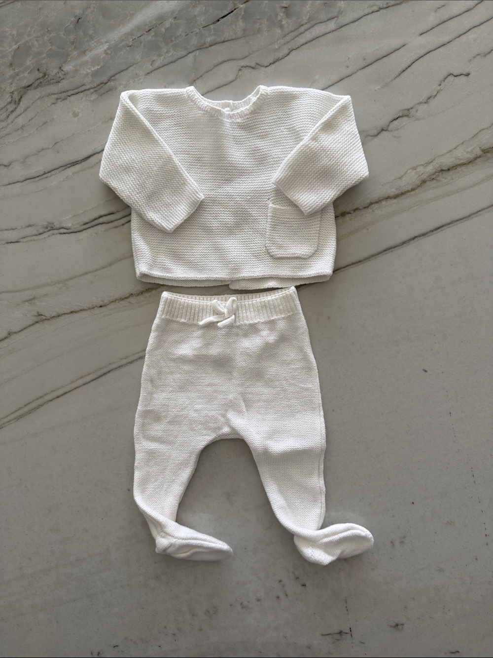 Zara Baby Classic White Knit Baby One-Piece Set